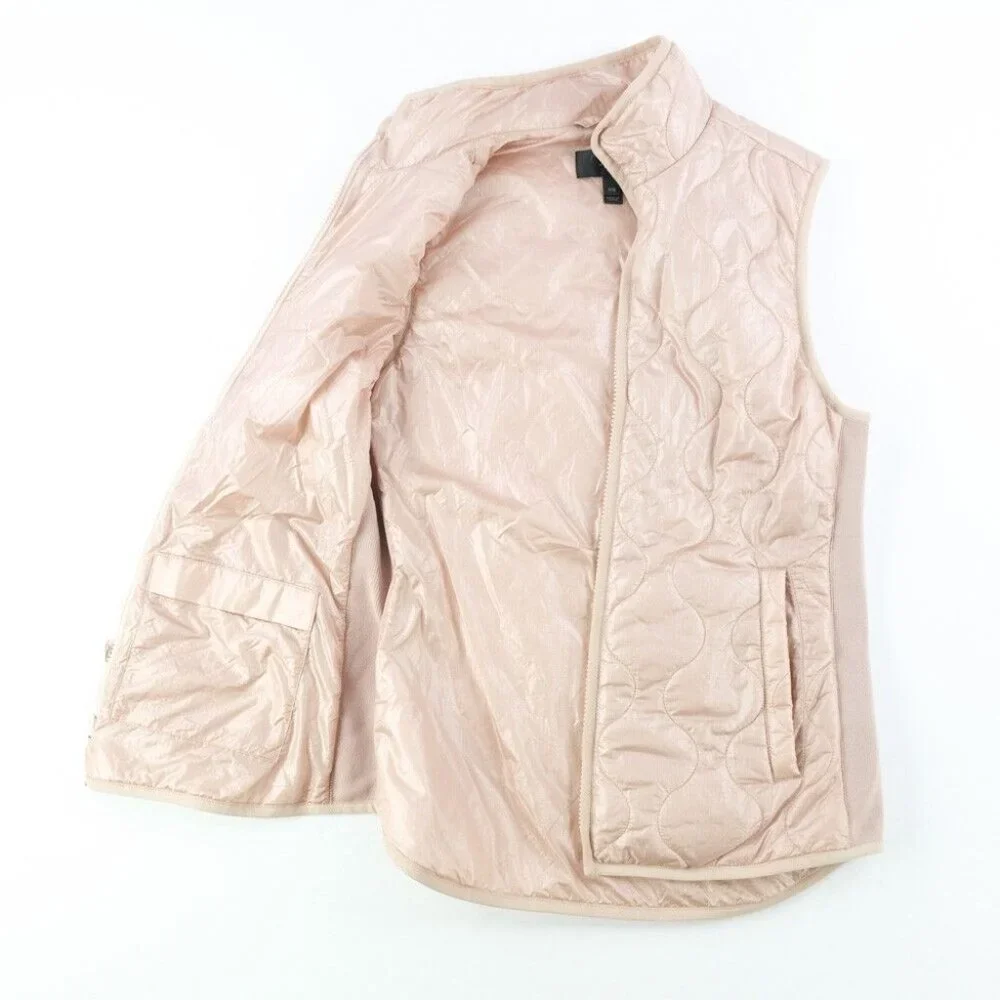 J. Crew Vest Women's XXS Quilted Double Full Zip #B8448 Light Pink Outdoor Vest - Picture 2 of 7